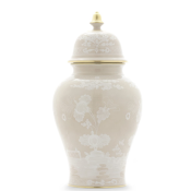 Ginori Oriente Italiano Meringa Potiche Vase w/ Cover - 15"